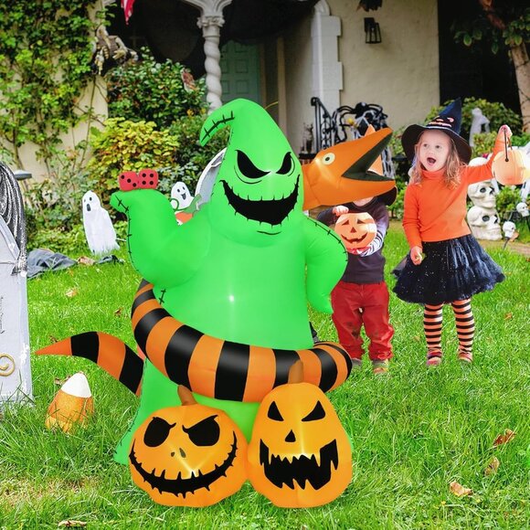 ⚡Halloween Inflatables Decor Outdoor Blow Up Green Monster with Python Lights - Picture 6 of 7